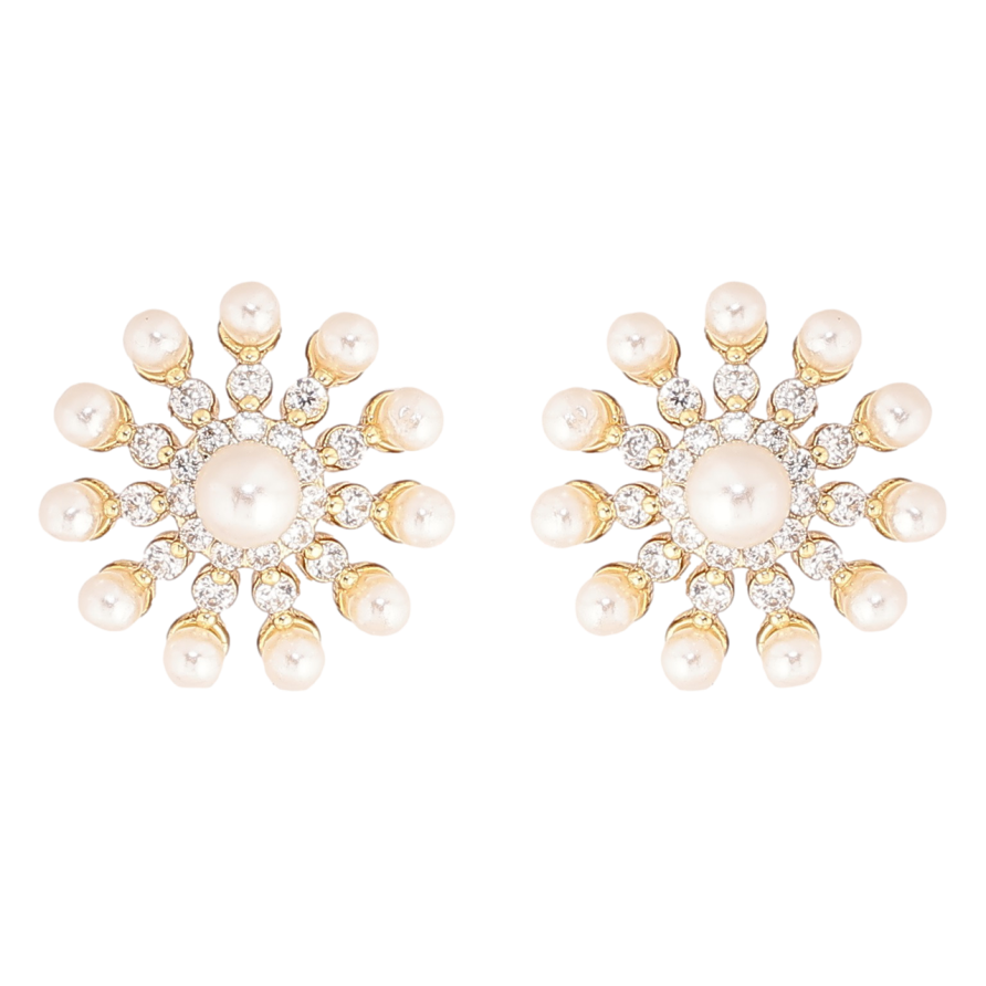 Сережки Xuping Позолота 14K пусети «Перлинні сніжинки» фото №1