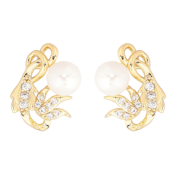 Серьги Xuping Позолота 14K пусеты Узор с кристаллами и жемчужинами фото №17