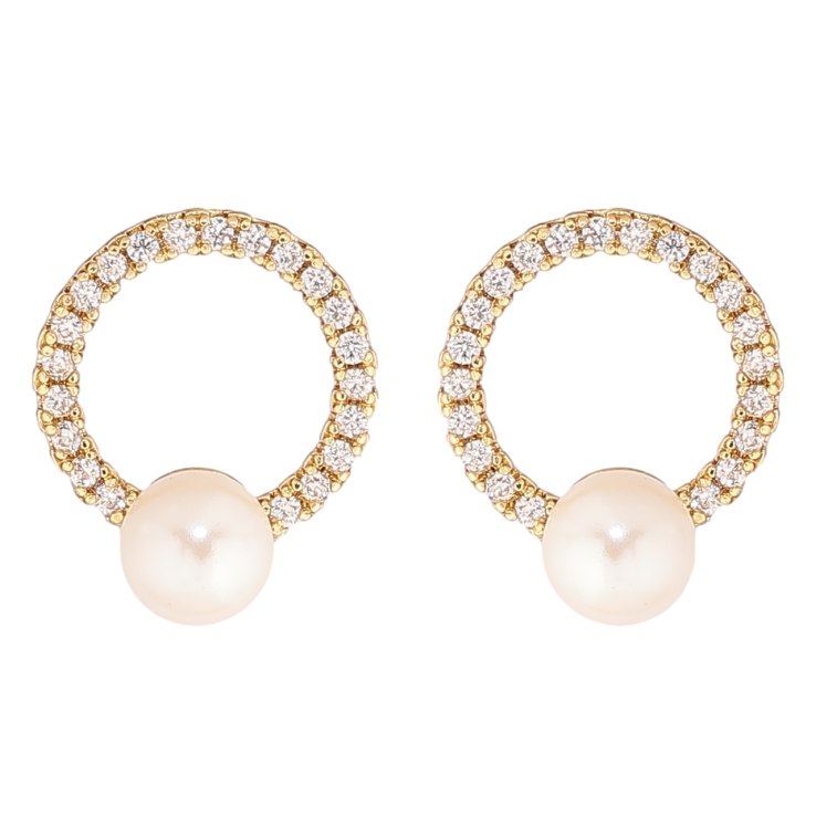 Серьги Xuping Позолота 14K пусеты Кристальные колечки с жемчужинами фото №23