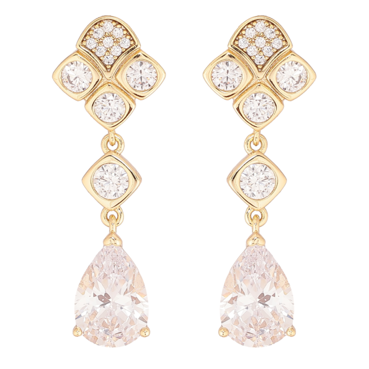 Серьги Xuping Позолота 14K пусеты Кристальные подвески фото №19