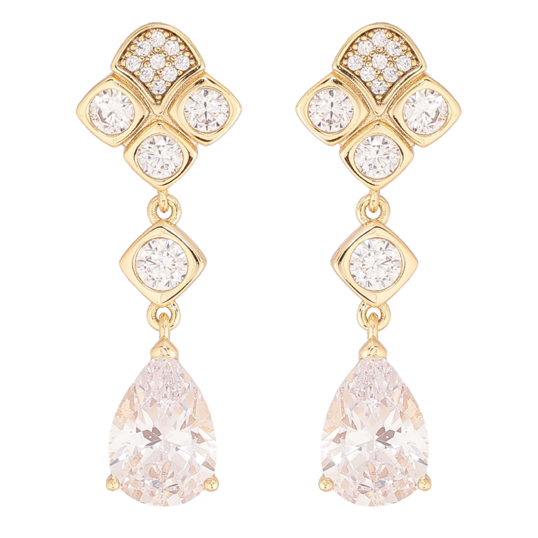 Серьги Xuping Позолота 14K пусеты Кристальные подвески фото №1