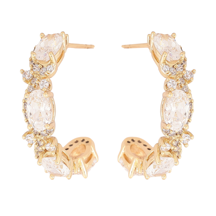 Серьги Xuping Позолота 14K пусеты Дуги с кристаллами фото №23