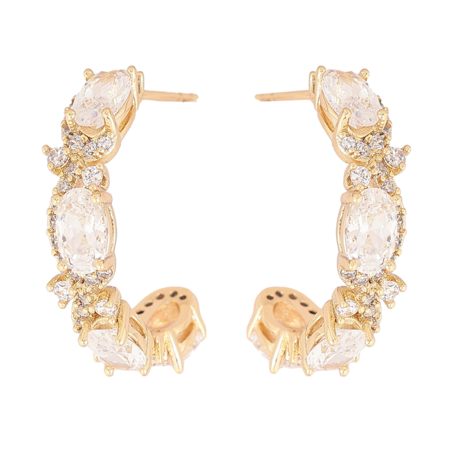 Сережки Xuping Позолота 14K пусети «Дуги з кристалами» фото №1