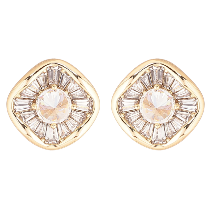 Серьги Xuping Позолота 14K пусеты Ромбы из кристаллов фото №9