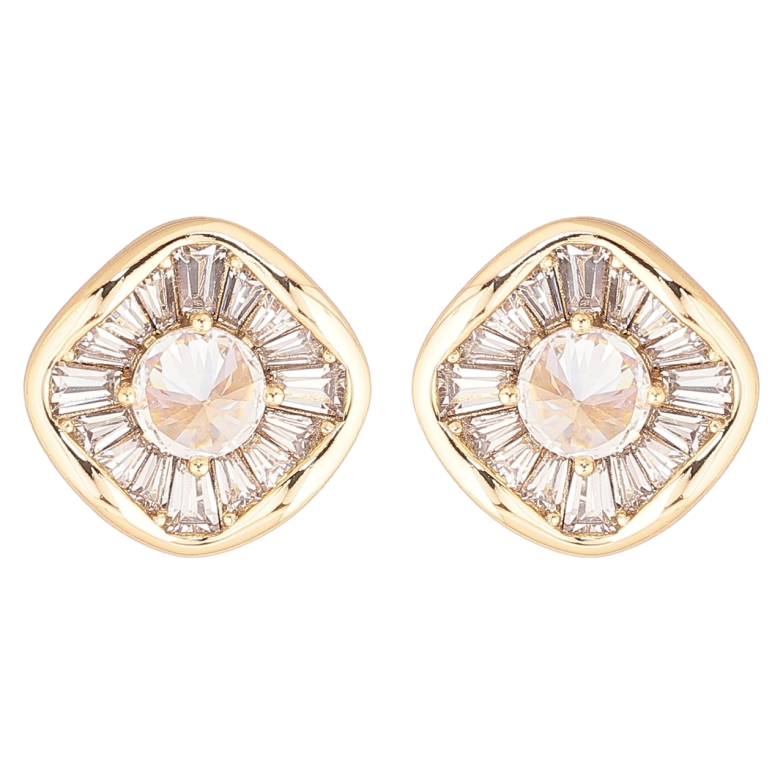 Серьги Xuping Позолота 14K пусеты Ромбы из кристаллов фото №1