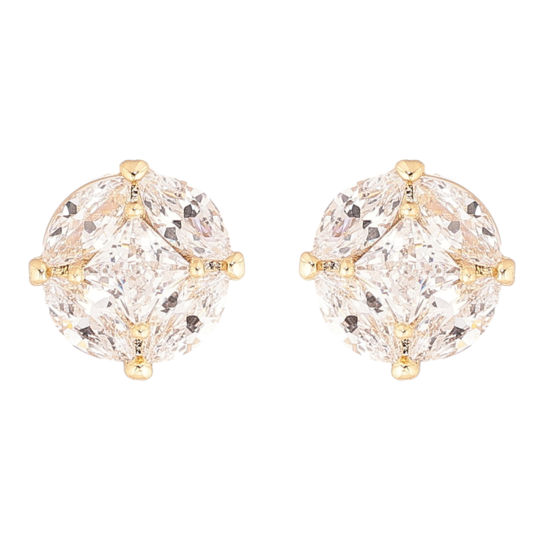 Серьги Xuping Позолота 14K пусеты Кристальные круги ø 10мм фото №3