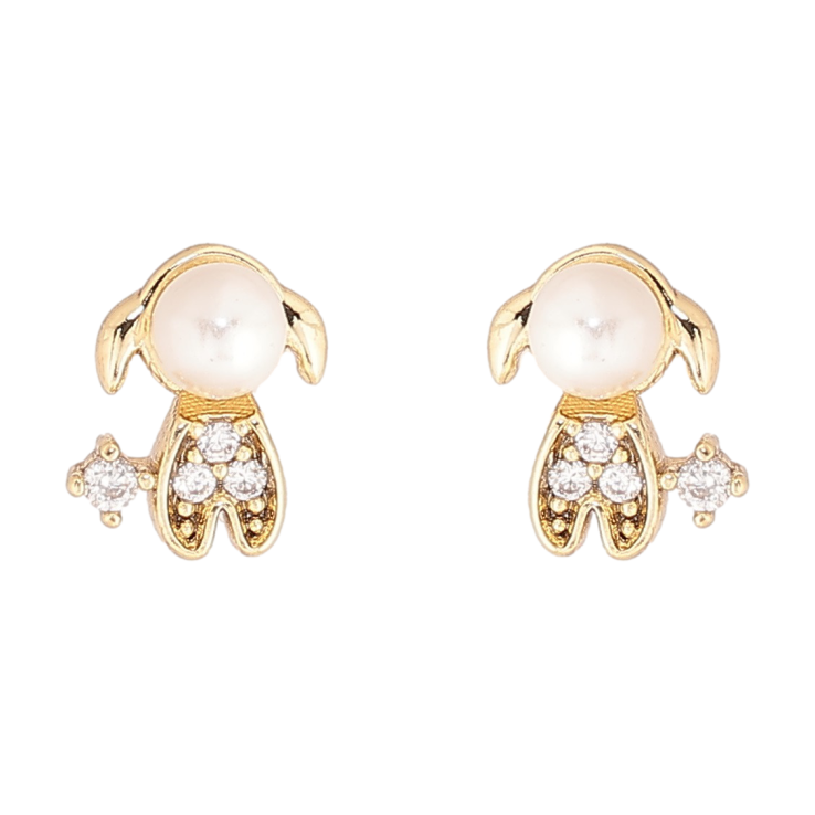 Сережки Xuping Позолота 14K пусети «Перлинні овечки» фото №7