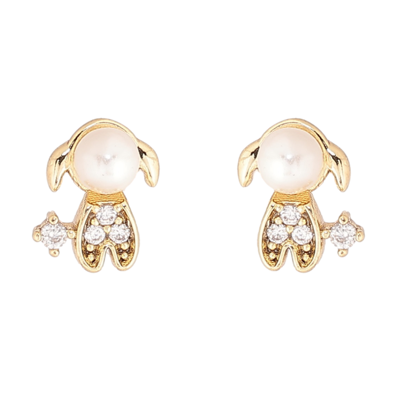 Сережки Xuping Позолота 14K пусети «Перлинні овечки» фото №1