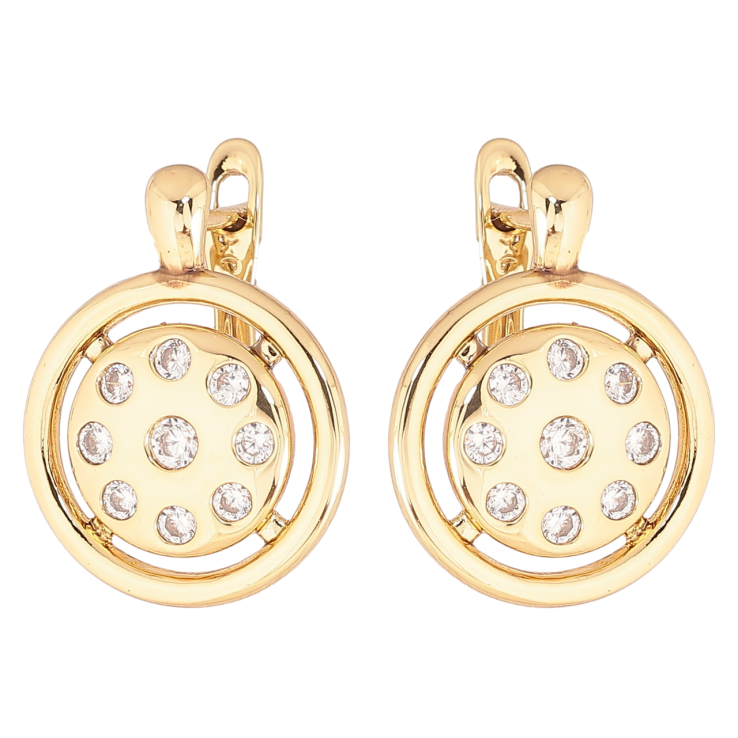 Серьги Xuping Позолота 14K английский замок Круги с вставками кристаллов фото №22