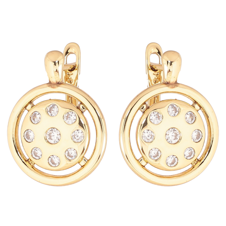 Сережки Xuping Позолота 14K англійський замок «Кола з вставками кристалів» фото №1