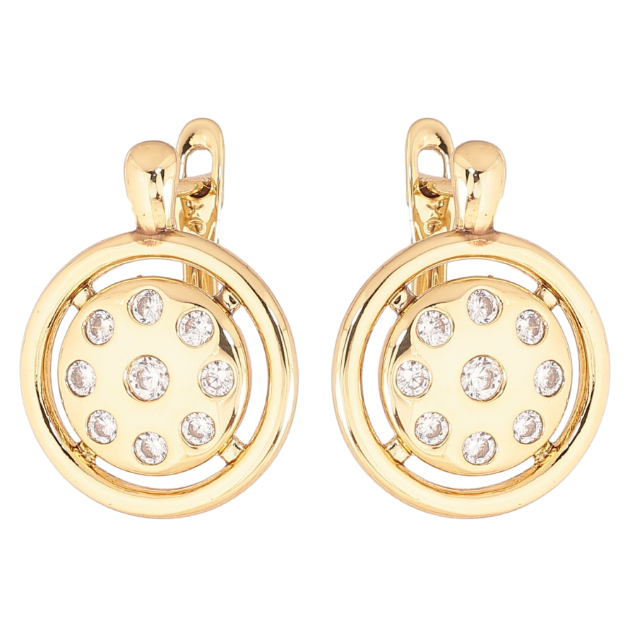 Серьги Xuping Позолота 14K английский замок Круги с вставками кристаллов фото №1
