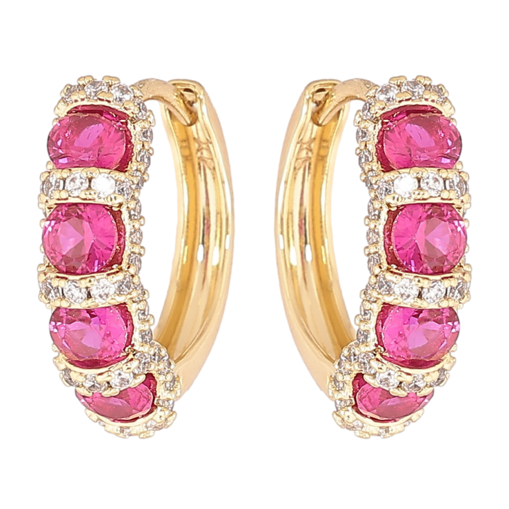 Сережки Xuping Позолота 14K колечка «Інкрустація з рожевими кристалами» фото №18