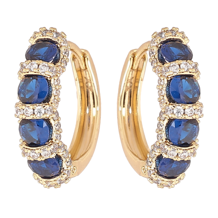 Сережки Xuping Позолота 14K колечка «Інкрустація з синіми кристалами» фото №19