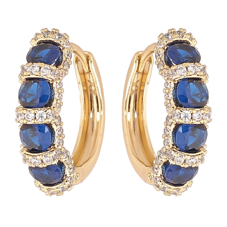 Сережки Xuping Позолота 14K колечка «Інкрустація з синіми кристалами» фото №14