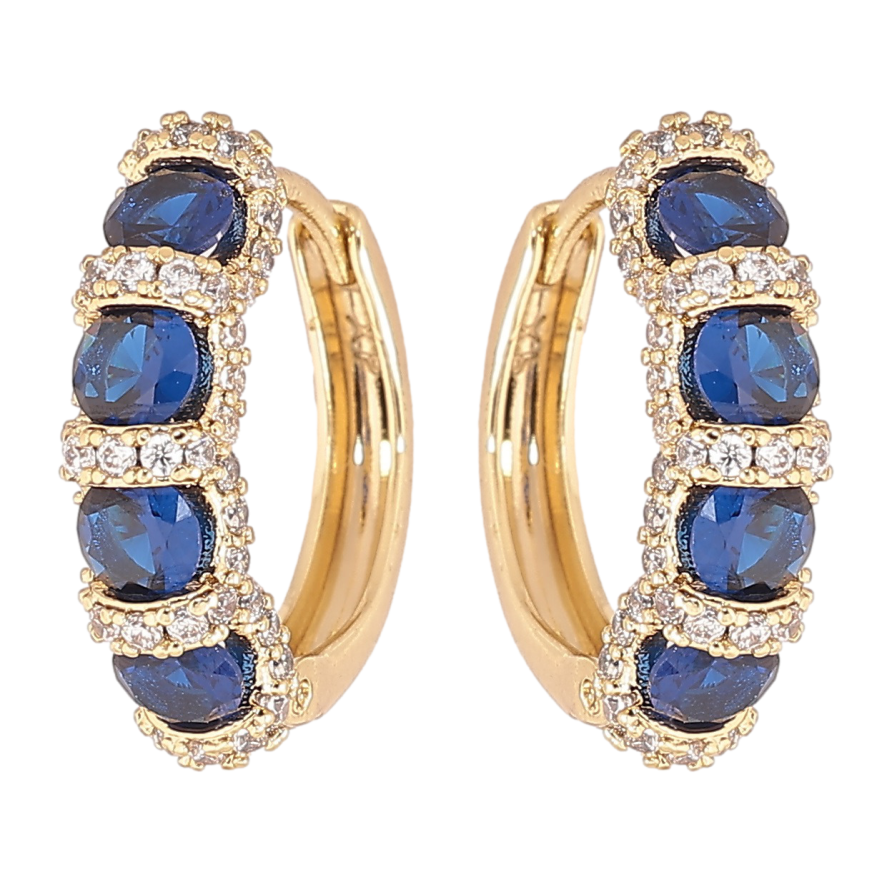 Сережки Xuping Позолота 14K колечка «Інкрустація з синіми кристалами» фото №1