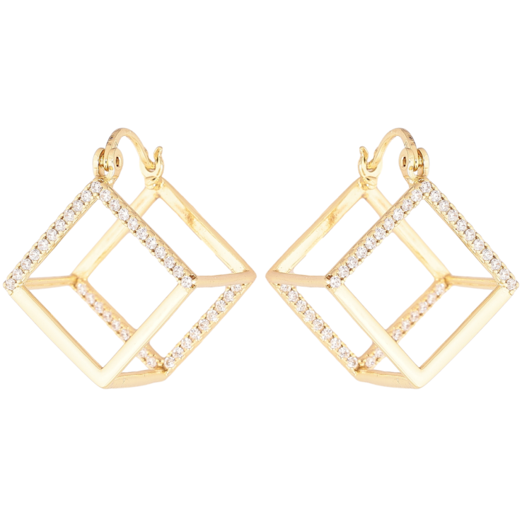 Серьги Xuping Позолота 14K замок-булавка Куб фото №14