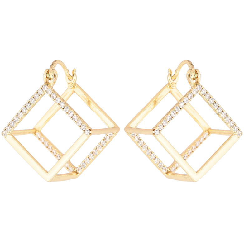 Серьги Xuping Позолота 14K замок-булавка Куб фото №1