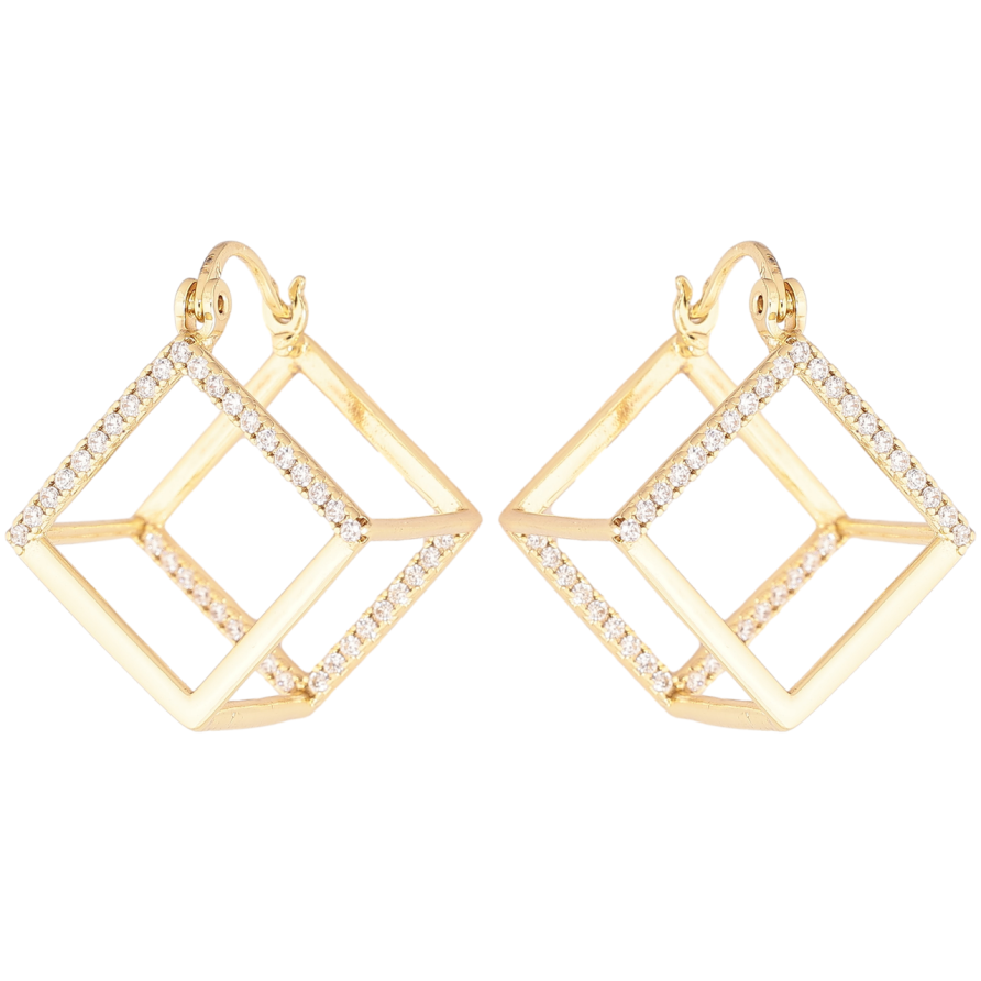 Серьги Xuping Позолота 14K замок-булавка Куб фото №1