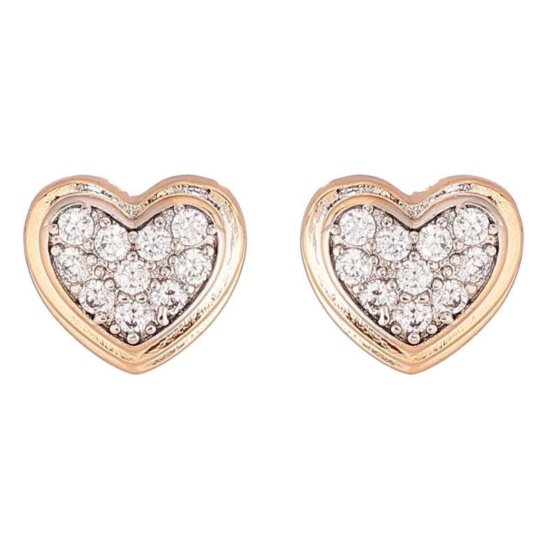 Сережки Xuping Позолота 18K + Родій пусети «Сердечка» фото №1