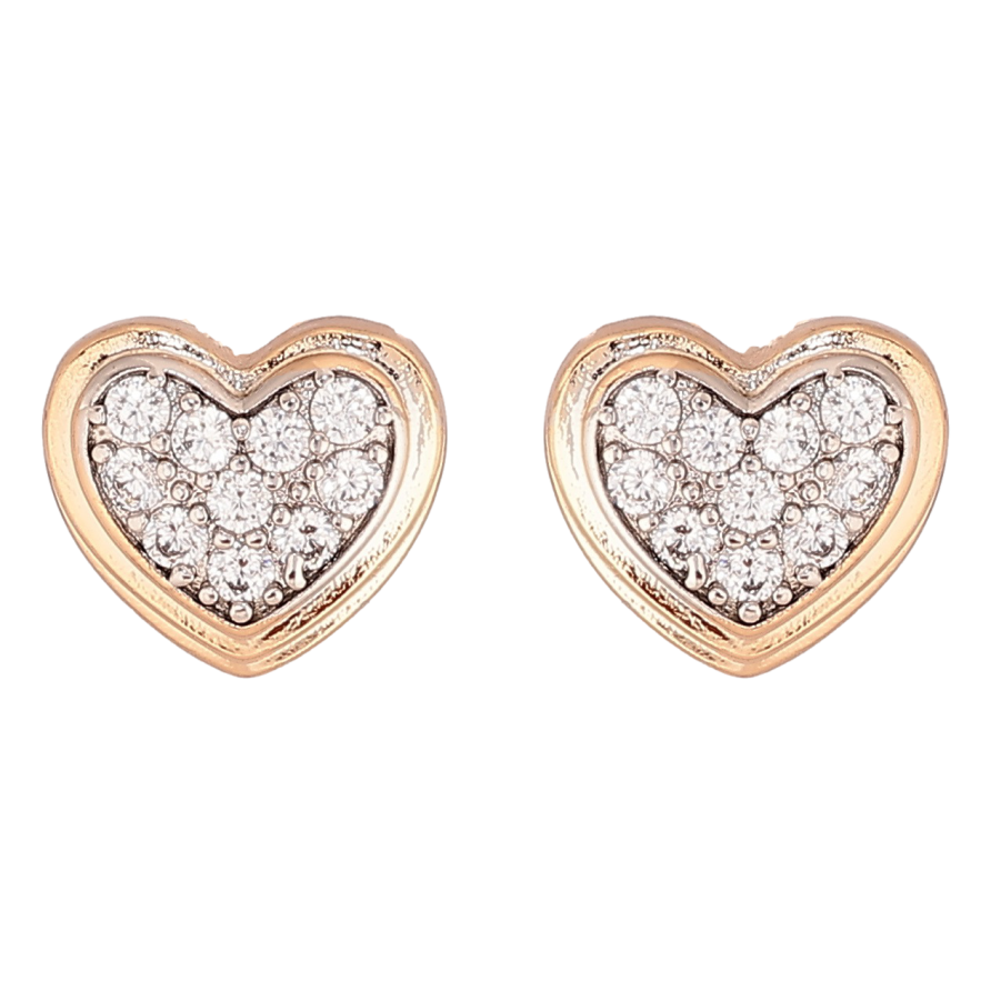 Сережки Xuping Позолота 18K + Родій пусети «Сердечка» фото №1