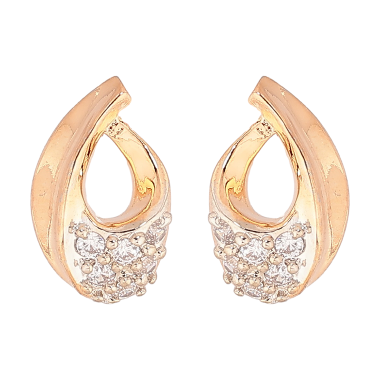 Серьги Xuping Позолота 18K + Родий пусеты Узор с кристаллами фото №3