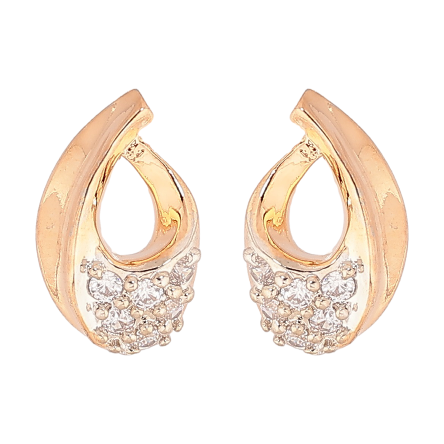 Сережки Xuping Позолота 18K + Родій пусети «Візерунок з кристалами» фото №1