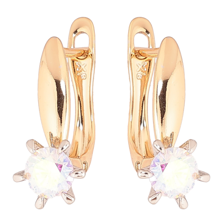 Серьги Xuping Позолота 18K + Родий английский замок Радужные кристаллы на дужках фото №21 Серьги Xuping Позолота 18K + Родий английский замок Радужные кристаллы на дужках фото №21