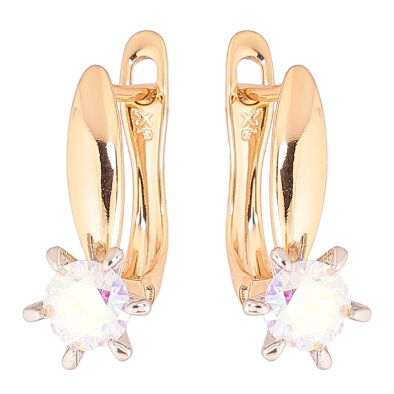 Сережки Xuping Позолота 18K + Родій англійський замок «Райдужні кристали на дужках» фото №1