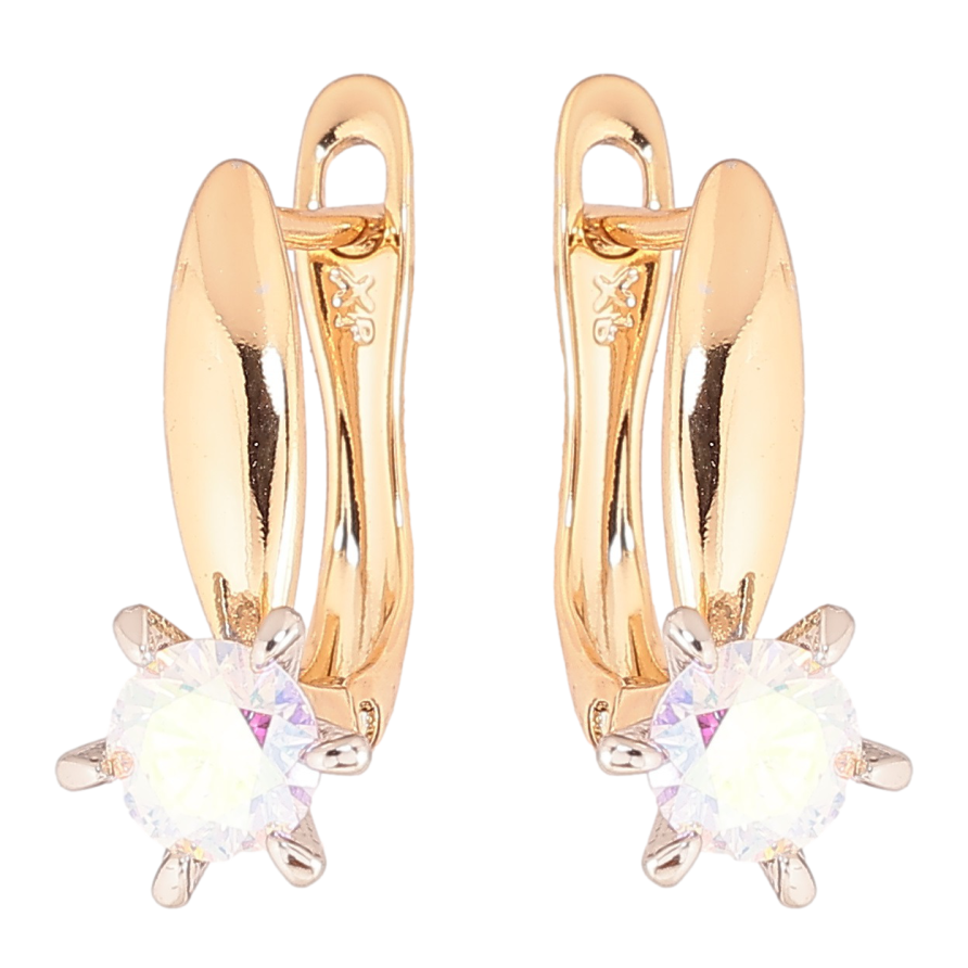 Сережки Xuping Позолота 18K + Родій англійський замок «Райдужні кристали на дужках» фото №1