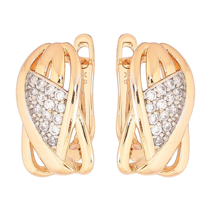 Серьги Xuping Позолота 18K + Родий английский замок Узор с кристаллами фото №19 Серьги Xuping Позолота 18K + Родий английский замок Узор с кристаллами фото №19