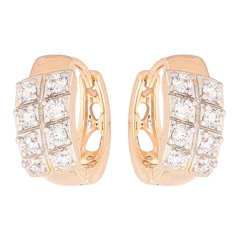 Серьги Xuping Позолота 18K + Родий колечки Инкрустация кристаллами фото №1