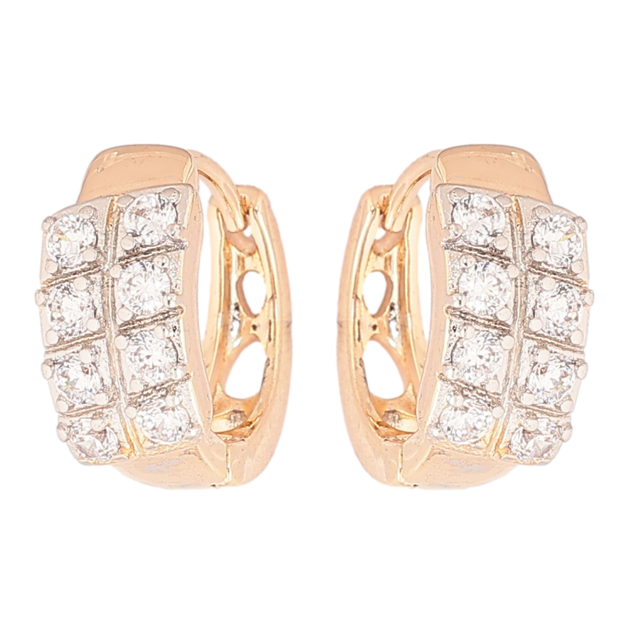 Сережки Xuping Позолота 18K + Родій колечка «Інкрустація кристалами» фото №1