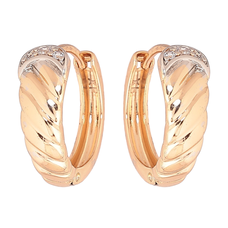 Сережки Xuping Позолота 18K + Родій колечка «Декоративний візерунок» фото №1