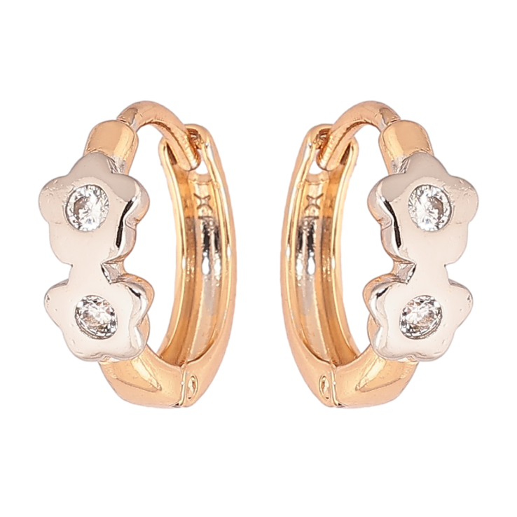 Серьги Xuping Позолота 18K + Родий колечки Цветочный узор с кристаллами фото №12 Серьги Xuping Позолота 18K + Родий колечки Цветочный узор с кристаллами фото №12