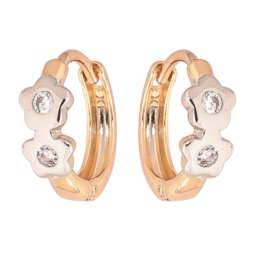 Сережки Xuping Позолота 18K + Родій колечка «Квітковий візерунок з кристалами» фото №1