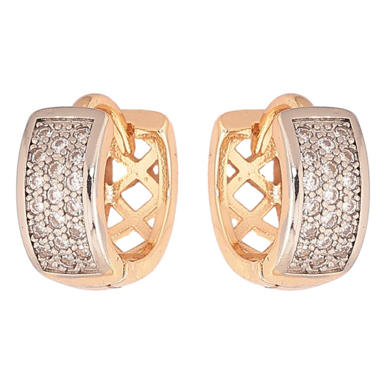 Серьги Xuping Позолота 18K + Родий колечки Инкрустация кристаллами фото №13