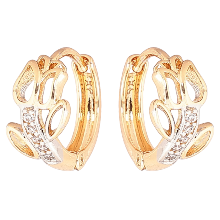 Серьги Xuping Позолота 18K + Родий колечки Цветочный узор с кристаллами фото №18 Серьги Xuping Позолота 18K + Родий колечки Цветочный узор с кристаллами фото №18