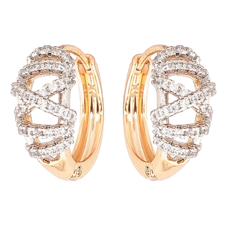 Сережки Xuping Позолота 18K + Родій колечка «Візерунок з кристалами» фото №4