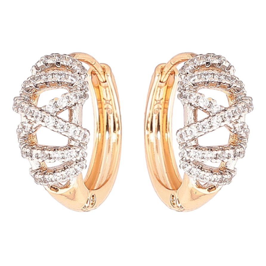 Сережки Xuping Позолота 18K + Родій колечка «Візерунок з кристалами» фото №1