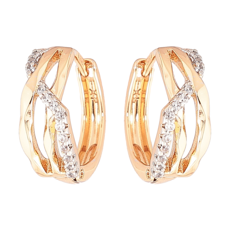 Серьги Xuping Позолота 18K + Родий колечки Узор с кристаллами фото №13 Серьги Xuping Позолота 18K + Родий колечки Узор с кристаллами фото №13