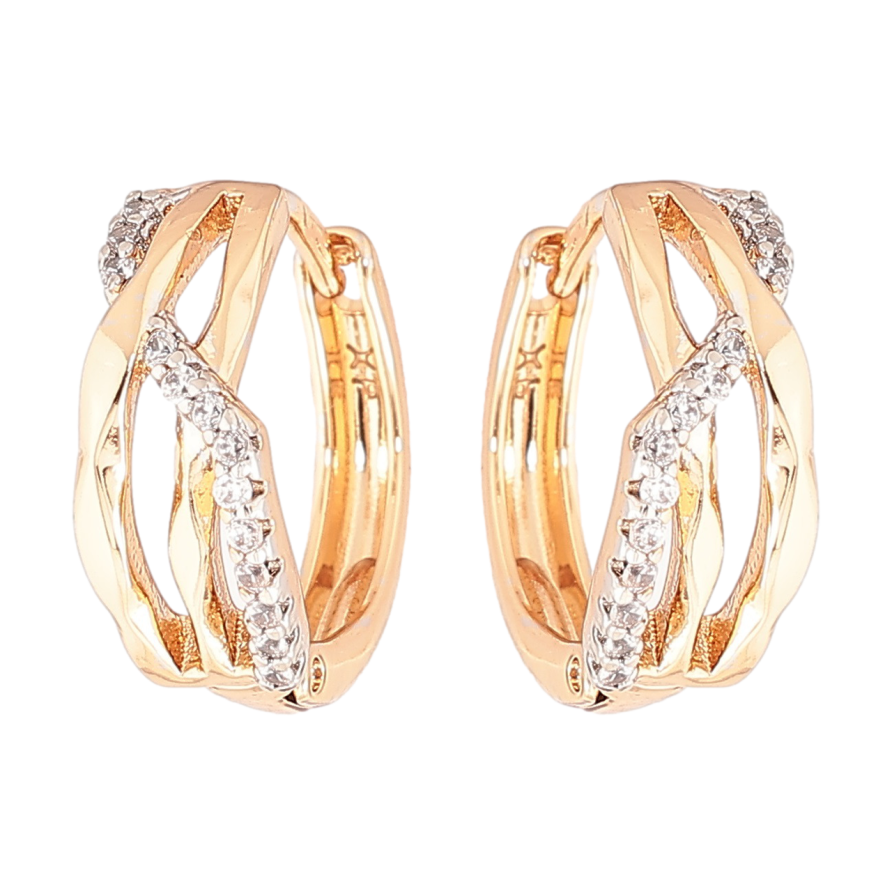 Сережки Xuping Позолота 18K + Родій колечка «Візерунок з кристалами» фото №1