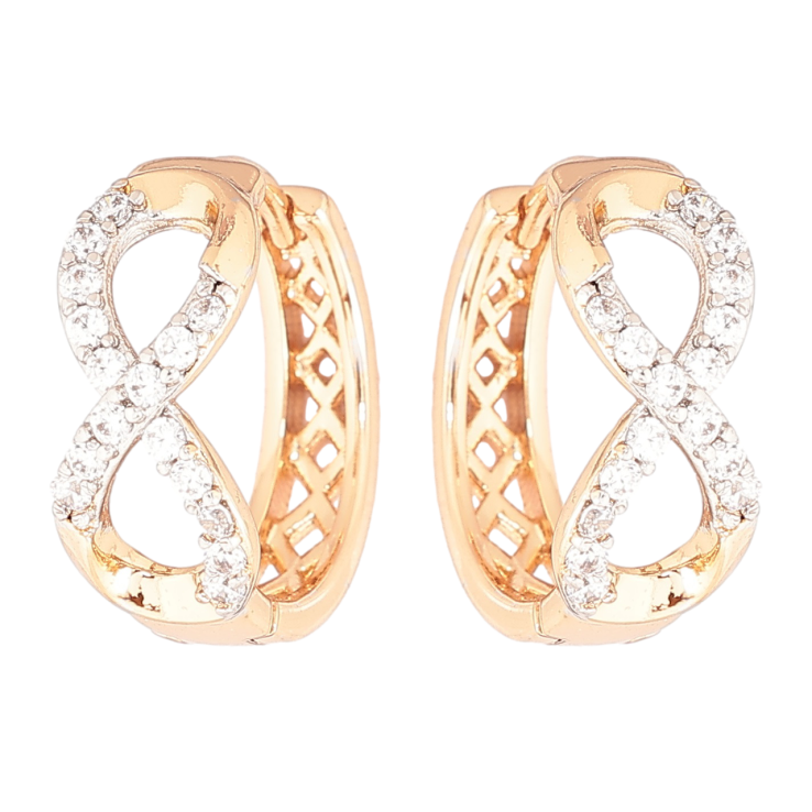 Серьги Xuping Позолота 18K + Родий колечки Восьмерки с кристаллами фото №16 Серьги Xuping Позолота 18K + Родий колечки Восьмерки с кристаллами фото №16