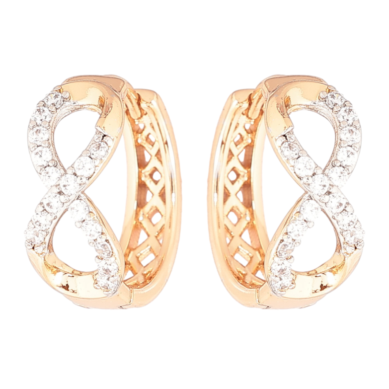 Серьги Xuping Позолота 18K + Родий колечки Восьмерки с кристаллами фото №1