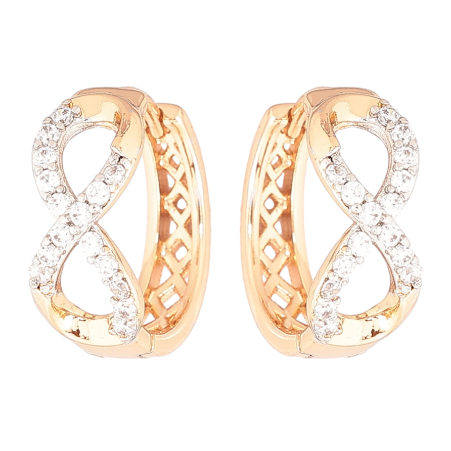 Сережки Xuping Позолота 18K + Родій колечка «Вісімки з кристалами» фото №1