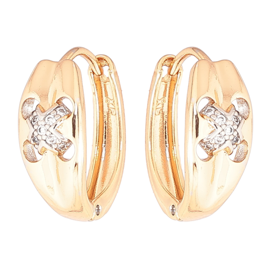 Сережки Xuping Позолота 18K + Родій колечка «Візерунок з кристалами» фото №1