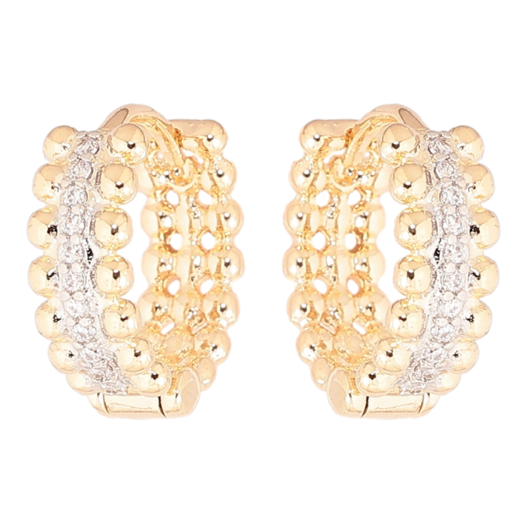 Серьги Xuping Позолота 18K + Родий колечки Узор с кристаллами фото №23 Серьги Xuping Позолота 18K + Родий колечки Узор с кристаллами фото №23