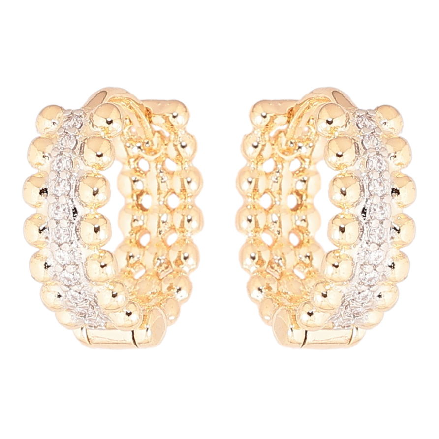 Сережки Xuping Позолота 18K + Родій колечка «Візерунок з кристалами» фото №1