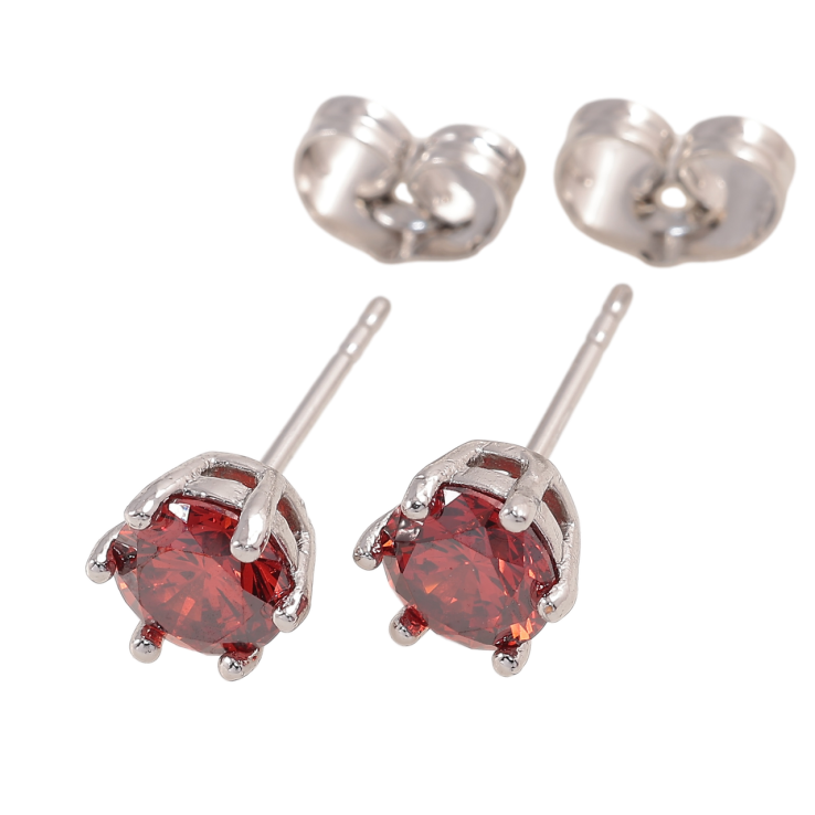 Сережки Xuping Родій пусети Червоні кристали в 6-ти крапановій оправі» ø 6мм фото №9