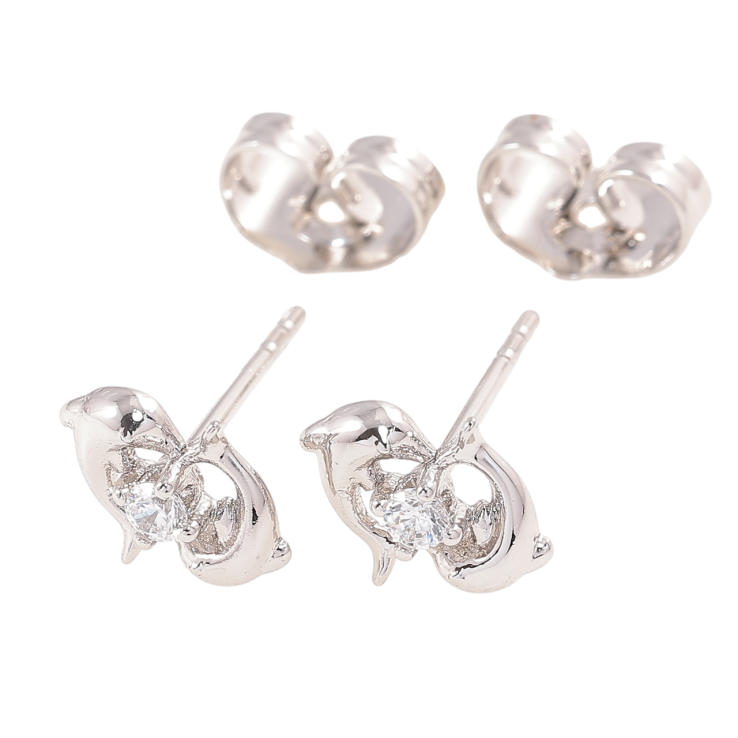 Сережки Xuping Родій пусети «Дельфіни» фото №12