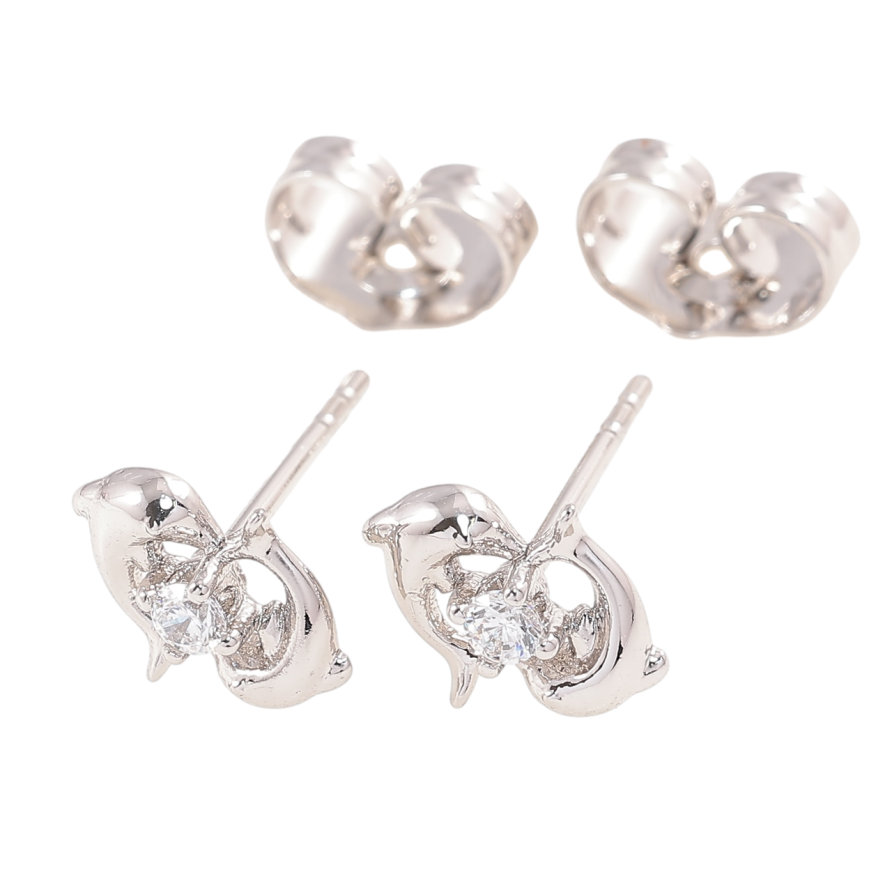 Сережки Xuping Родій пусети «Дельфіни» фото №1